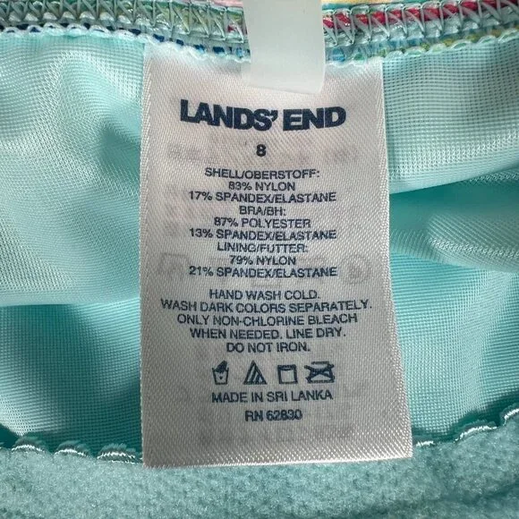 Lands End Women’s Tummy Control One Piece Swim dress Aqua Space Dye Size 8 - Picture 11 of 14